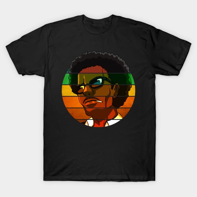 Smooth Afro Dude Vintage Illustration T-Shirt by designsenpai